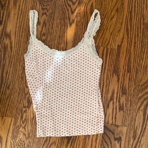 White and Red Polka Dot Lace Trim Camisole